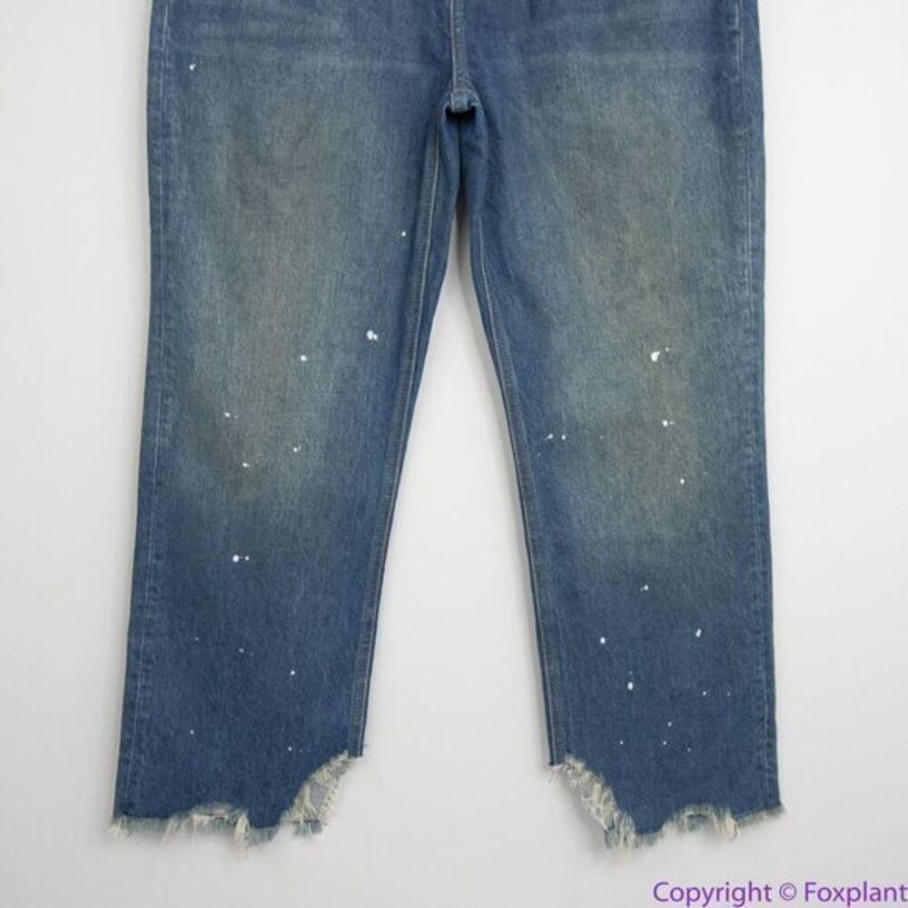 NEW Free People paint splatter raw hem cropped‎ Maggie straight jeans, 31 - Picture 4 of 16